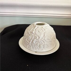 Bernardaud White Floral Porcelain Candle Holder